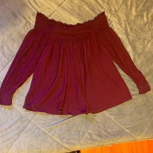 Soft Burgundy off the shoulders blouse